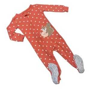 Carters Footie Sleeper Pajamas Squirrel Orange Baby Girl 12 Months
